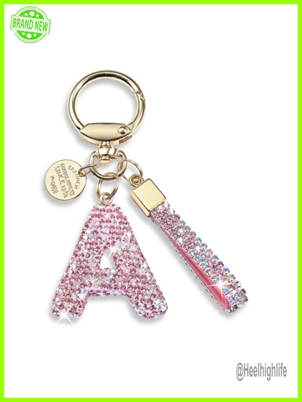 Rhinestone Initial Letter Keychain Bling Bag Charm Women Gift